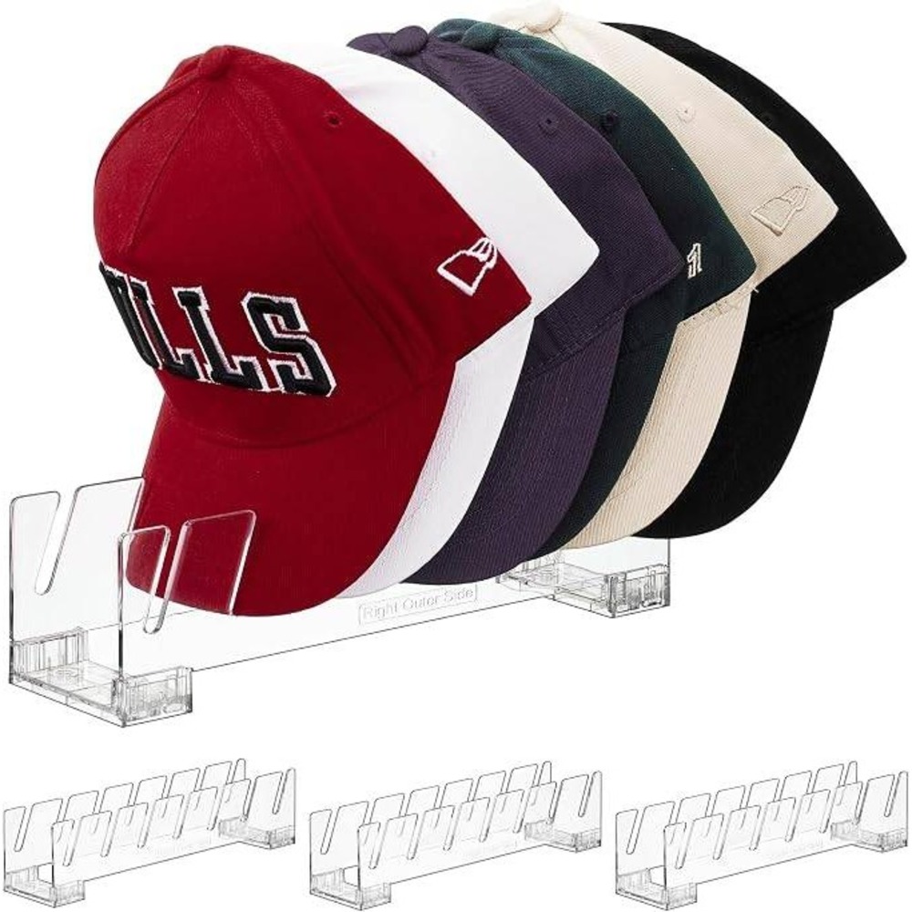 Clear Acrylic Baseball Cap Organizer Hat Rack Set of 4 Closet Storage Display